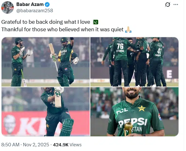 Babar Azam Shares Emotional Message After Pakistan’s T20I Series Win Over South Africa Babar Azam
