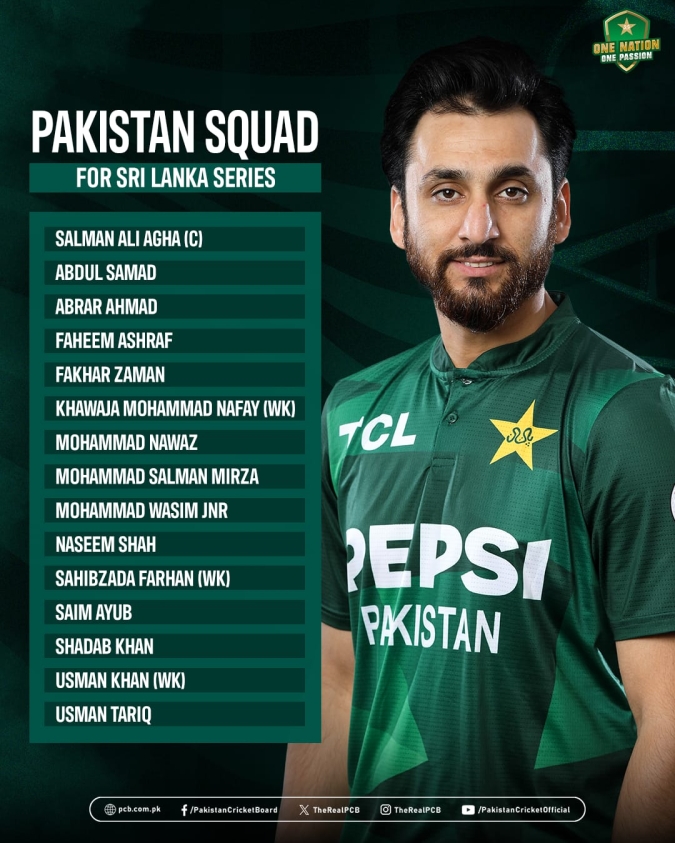 Pakistan Cricket Board officially announced Pakistan T20I squad for Sri Lanka series 2026 Pakistan T20I Squad vs Sri Lanka 2026